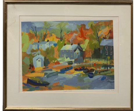 A lithograph eentitled "Coombe Creek" by Richard Tuff, limited edition 88/ ?, framed 92 x 76cm.
