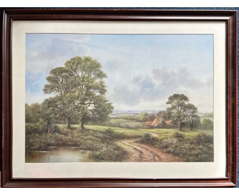 A large framed print of a country scene, frame size 107.5 x 81cm, together with framed limited edition print by Rodger McPhai