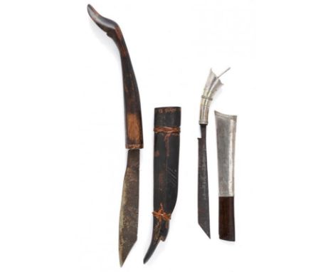 dating: 19th Century provenance: Sumatra, Single-edged blade with triangular tip and narrow tang. Grip completely covered wit