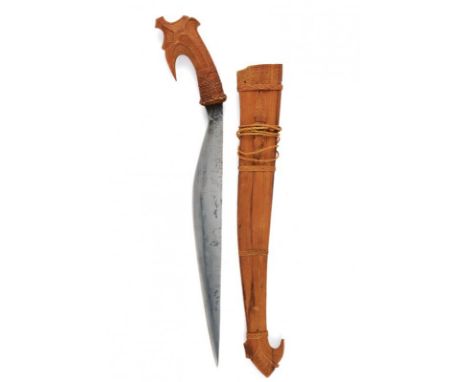 dating: Mid 20th Century provenance: The Philippines, Strong, slightly-angled, round, single-edged blade. Wooden grip and sca