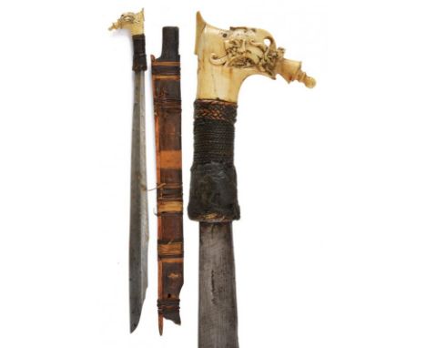 dating: 19th Century provenance: Kalimantan, Single-edged blade, bending towards the weak at the back, the right side with br