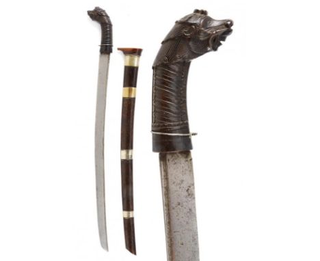 dating: First half of the 19th Century provenance: Giava, Slightly curved, single-edged blade made of pamor, with groove neaa