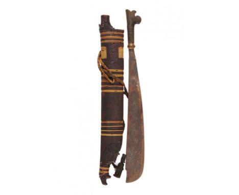 dating: First half of the 20th Century provenance: Borneo, Heavy, single-edged blade strongly enlarging towards the weak, rou