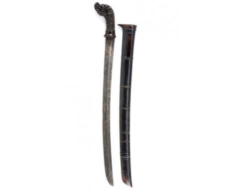 dating: 19th Century provenance: Sumatra, European, large, curved, single-and short false-edged blade, the first part with do