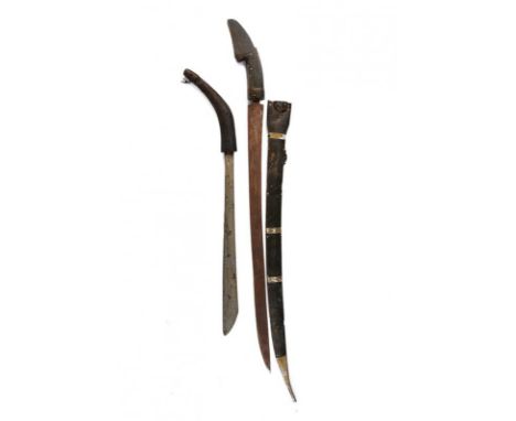 dating: 20th - 21st Century provenance: Timor, A Timor sword with slightly-curved, single-edged blade with fuller; horn grip 