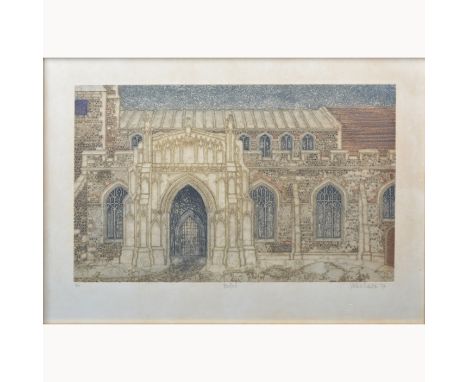 After Valerie Thornton,'Boxford Church', signed and dated, etching with aquatint, from a numbered edition of 150, 41cm x 61cm