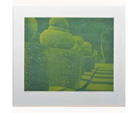 After Norman Stevens,'A Priory Garden', signed, titled and dated '78, etching with aquatint, from a numbered edition of 150, 