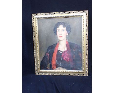 A 20TH CENTURY OIL ON CANVAS PORTRAIT OF A LADY signed Flora (?) Lion