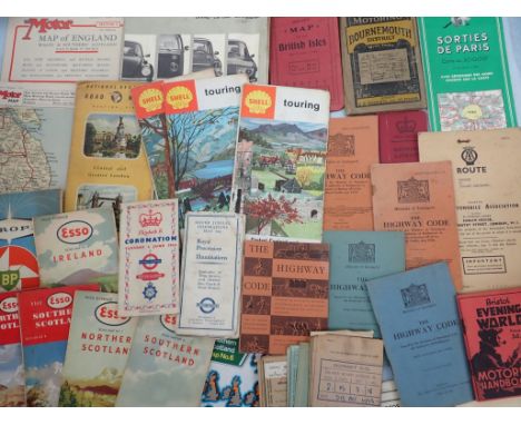 A COLLECTION OF VINTAGE MOTORING MAPS and other automobilia