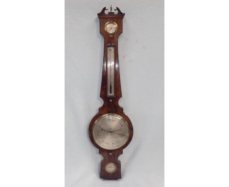 A 19TH CENTURY MAHOGANY CASED WHEEL BAROMETER by T. Graham, 25 Baldwins Garden, Leather Lane, 100 cm high