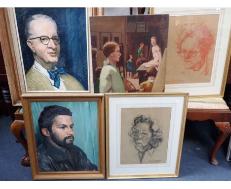 AN OIL ON CANVAS PORTRAIT BY MARGARET McCLEAN and other works by the same artist