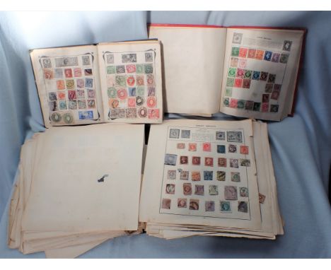 THREE VINTAGE STAMP ALBUMS The larger album, containing world stamps, the green album containing Victorian and later stamps