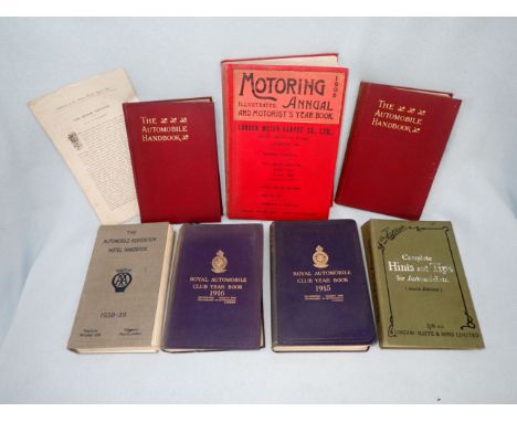 A COLLECTION OF AUTOMOBILE BOOKS to include two editions of 'The Automobile Handbook 1904' and other items of motoring intere