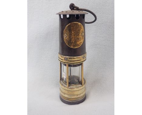 AN ACKROYD &amp; BEST LTD 'HALEWOOD'S IMPROVED' MINER'S LAMP 26 cm high, plus hanging hook