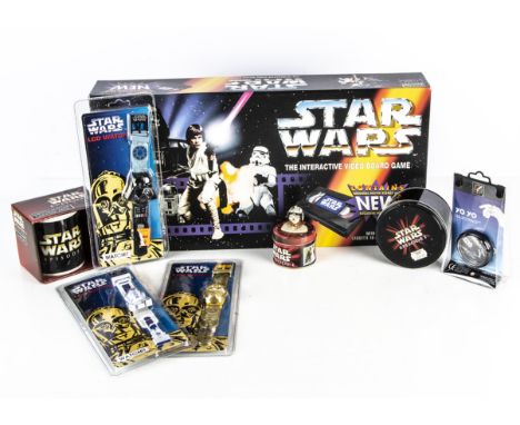 Star Wars memorabilia, collection of Star Wars items comprising three LCD Watches (unopened), Darth Maul Watch (in tin), Yo-Y