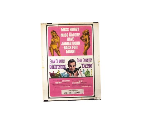 Goldfinger / Dr No Film Poster, a quad sized (portrait aspect) Poster for the 1966 re-release of the two Bond Classics - 'Adu