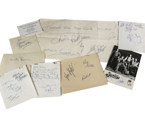 Seventies Pop Band Signatures, a number of signed items, many sent to the vendor via the Fan Clubs involved comprising Dead E