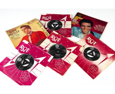 Elvis Presley EPs / 7" Singles, five EPs and approximately forty 7" singles - all UK RCA Releases on the silver spot labels -