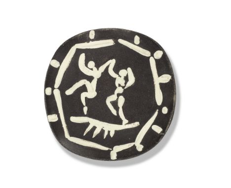 Pablo Picasso (Spanish, 1881-1973)Deux Danseurs  (Ramié 380) stamped Madoura Plein Feu/Empreinte Originale de Picasso (undern