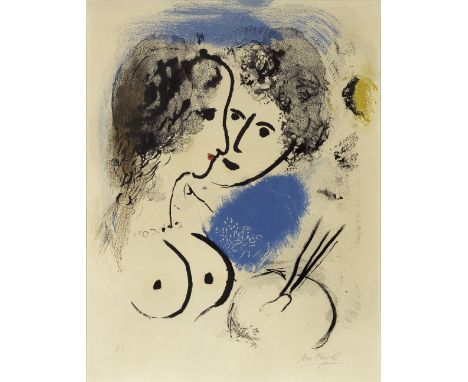 Marc Chagall (Russian/French, 1887-1985)Le Peintre à la palette (Mourlot 54) Lithograph in colours, 1952, on Arches wove pape