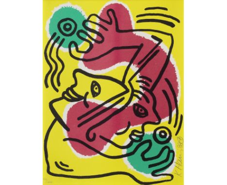 Keith Haring (1958-1990)International Volunteer Day (Littmann p.93) Lithograph in colours, 1988, on wove paper, signed, dated