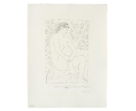 Pablo Picasso (Spanish, 1881-1973)Femme nue assise devant un Rideau, from La Suite Vollard (Bloch 137; Baer 202) Etching, 193