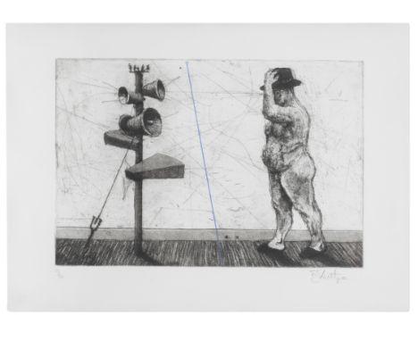 William Kentridge (South African/Irish, born 1955)Man with Megaphone Cluster (Krut p.71) Etching and aquatint in colours, 199