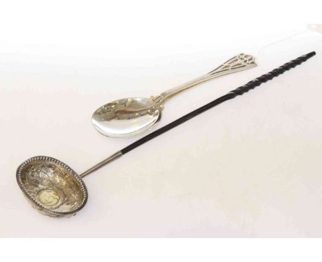 Pair of silver serving spoons and a 'coin' ladle (3) 3.56oz