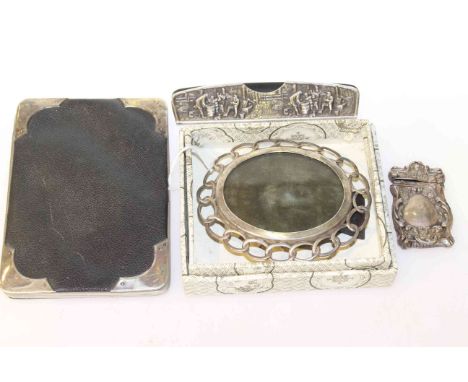 Silver vesta, ringlet photograph frame, Danish comb, etc