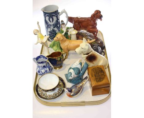 Royal Doulton model, The Setter; Beswick model of a dog, Solomon of Wendover; Royal Doulton figure, Royal Crown Derby bird pa