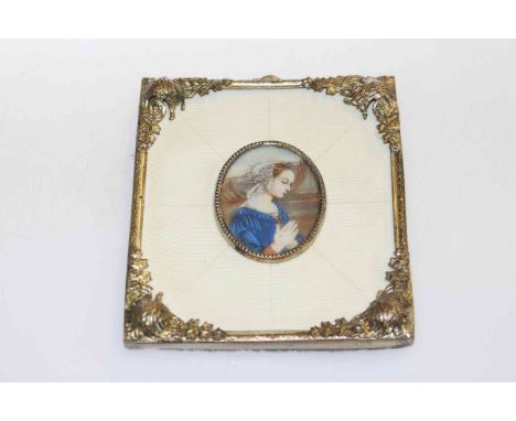 Ornate framed oval portrait miniature
