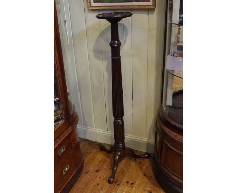 Mahogany reeded column torchere on tripod base
