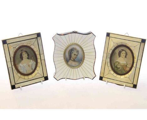 Three framed portrait miniatures