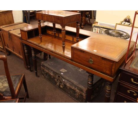 19th Century mahogany side table, Victorian mahogany turned leg box stool and vintage travelling trunk (3)