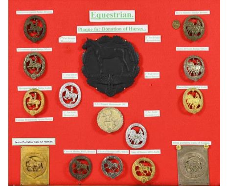 A Collection of Sixteen German Equestrian Award Badges, comprising an SA German Horseman's Badge, three Horseman's badges in 