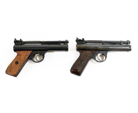 PURCHASER MUST BE 18 YEARS OF AGE OR OVER A Webley Senior .177 Calibre Air Pistol, with blued finish and  chequered brown bak