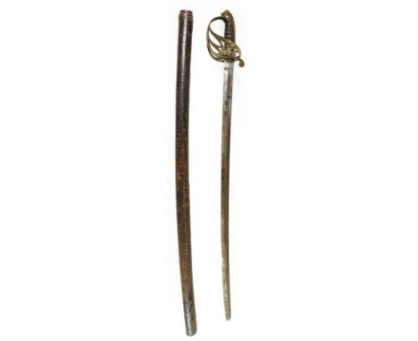 A Victorian 1854 Pattern Infantry Officer's Sword, the later 80cm single edge fullered steel blade with War Department markin