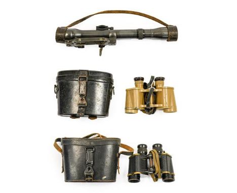 A German Gerard-Landlicht G Rifle Scope, numbered 54721, with three post reticle and Akah mounting bracket, 25.2cm, with leat