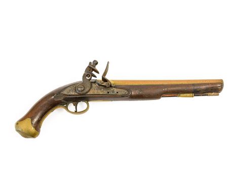 A Late 18th Century Flintlock Travelling Pistol by Henry Nock, London, the 25.5cm brass barrel engraved NOCK&gt;&gt;LONDON&lt