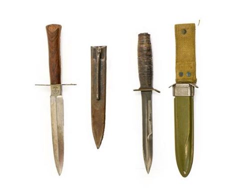 A First World War French M1916 Fighting Knife by Astier-Prodon, Thiers, the 17cm double edge steel blade with raised medial r