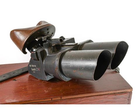 A Pair of Second World War German D.F. 10 X 80 Flak Binoculars by Ernst Leitz, Wetzlar, finished in dark grey/green paint, th
