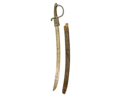 A Continental 1817/1869 Infantry Hanger, the plain 67cm single edge curved fullered steel blade with crowned GD inspector's m