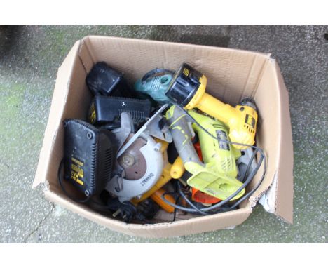 Assorted power tools to include Dewalt and Ryobi