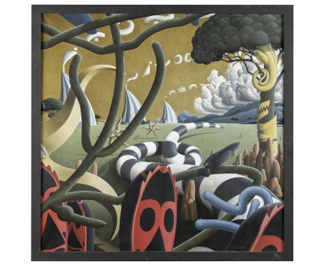 Pictures:▲ Rupert Gatfield (British, born 1959),Surreal Landscape, Signed R Gatfield, Oil on canvas, 130cm by 130cmThis pictu