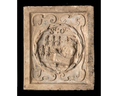 Architectural: A similar boundary marker plaque, lacking Coade stamp, 30cm high by 25cm wideProvenance: St Olave’s school, To