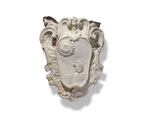 Architectural: A rare carved limestone armorial from La Suvera, Siena, country villa of Pope Julius II and the Ricci family c