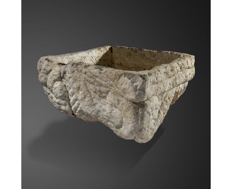 Architectural: A similar carved white marble basin, 30cm high by 64cm squareSee footnote to lot 3.