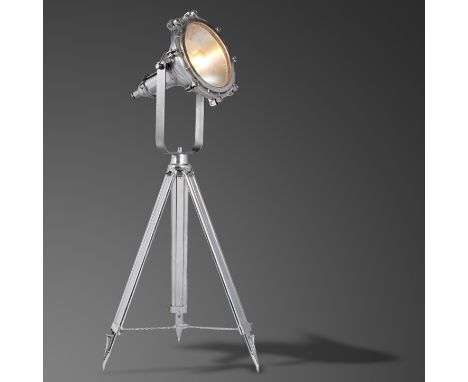 Lighting: A G.E.C. Industrial Flame Proof Tripod Light, 1940s, an example of classic British lighting design, the lights are 