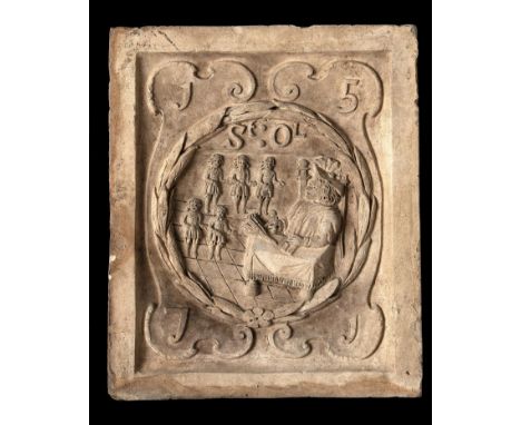 Architectural: A similar Coade stone boundary marker plaque, lacking Coade stamp, 30cm high by 25cm wideProvenance: St Olave’