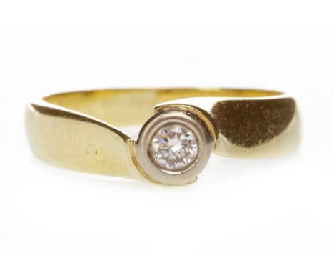 DIAMOND SOLITAIRE RINGset with a round brilliant cut diamond of approximately 0.12 carats, on twist shoulders, marked 750, si